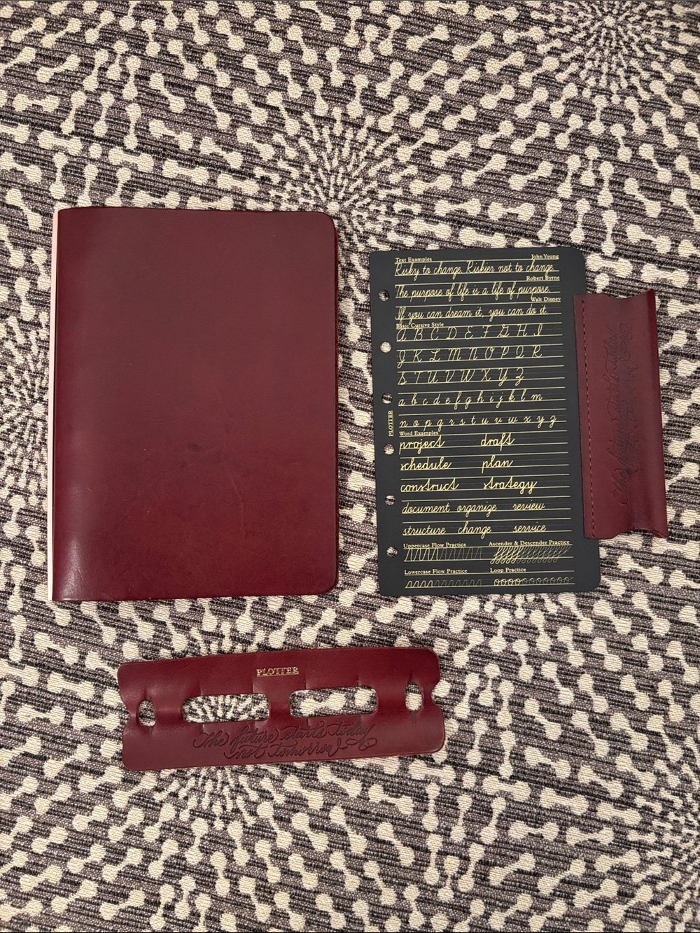 PLOTTER Mini 6 Limited Edition Leather Binder Liscio Red Brown w/ accessories